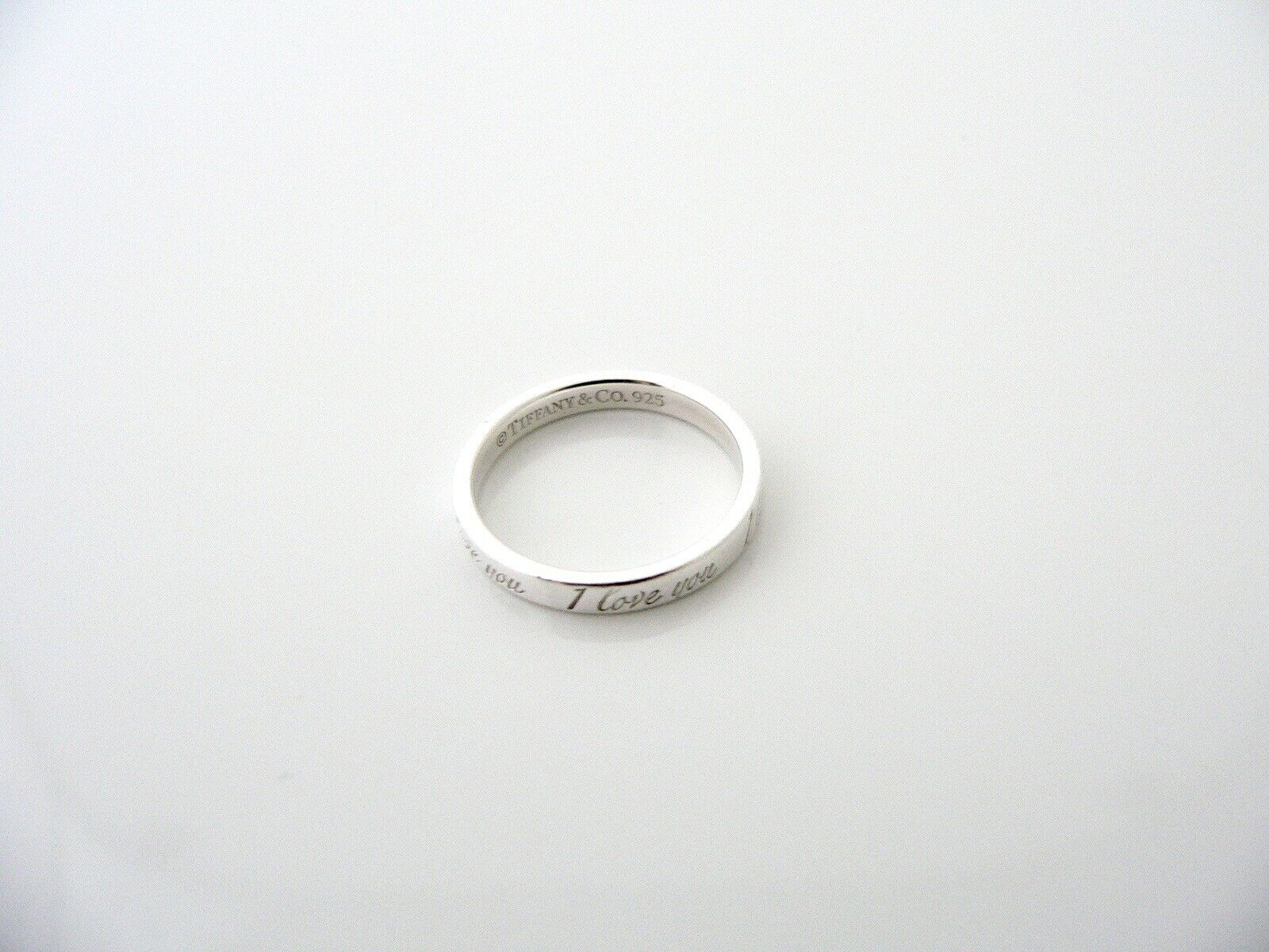 Tiffany & Co Sterling Silver I Love You Circle Ring Band Sz 6.25 Gift Statement