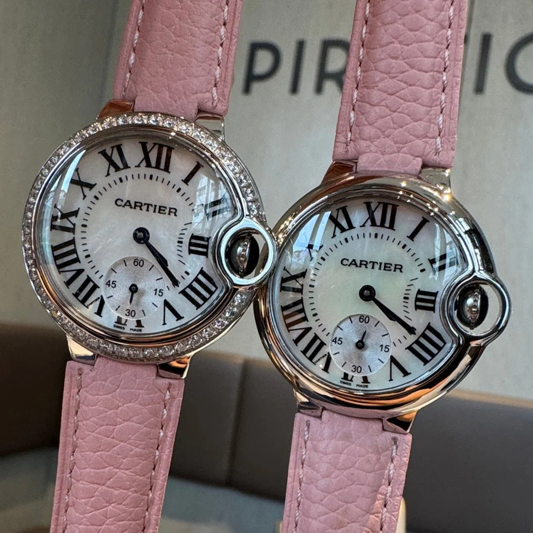 Cartier Watch Bleu Balloon 33mm Silver Pink Diamond