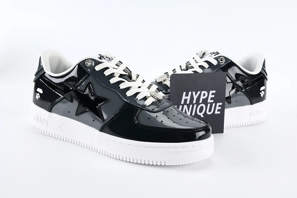 A Bathing Ape Bape Sta Black Leather Shoes