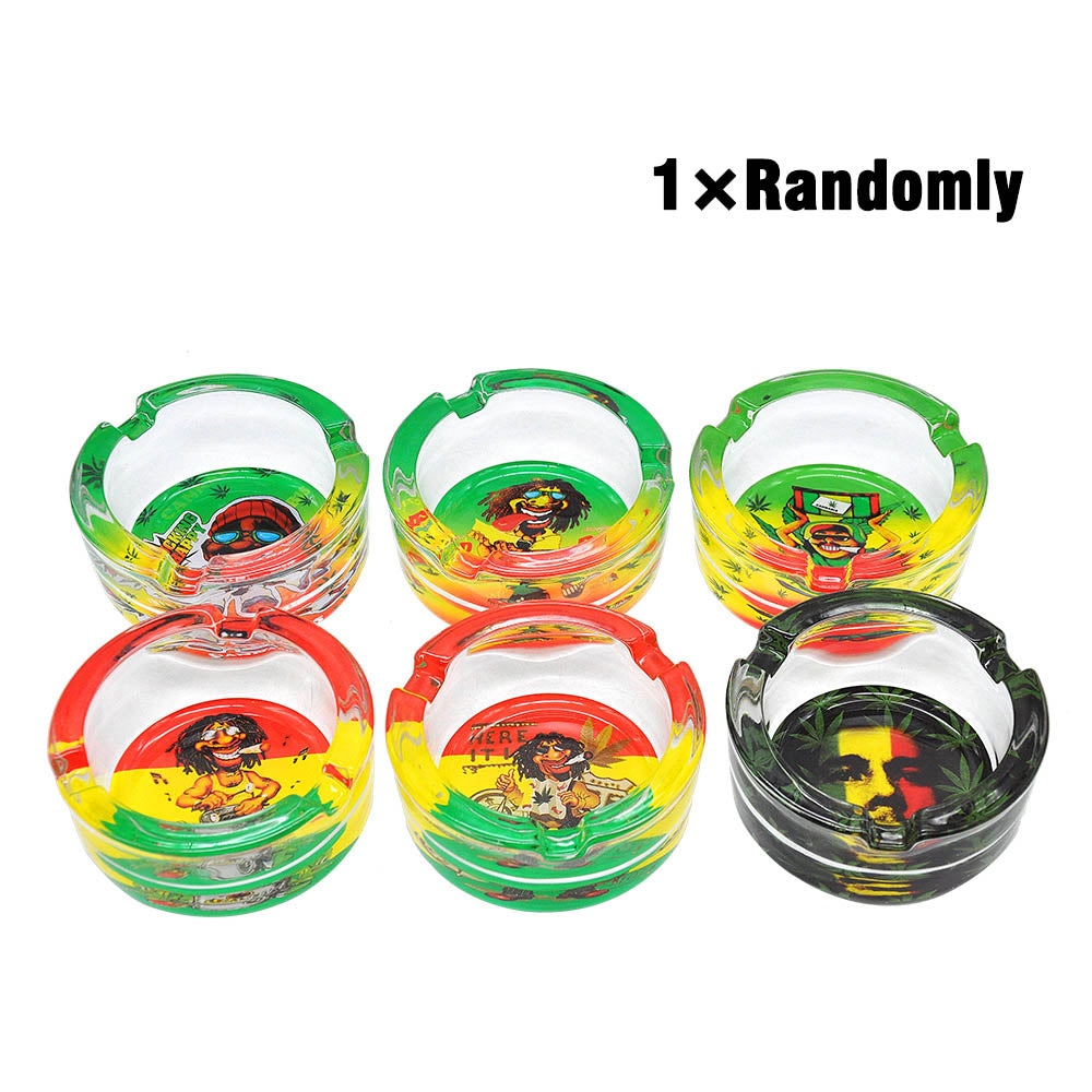 Marijuana Leaf Glass Ashtray (Random Pattern)