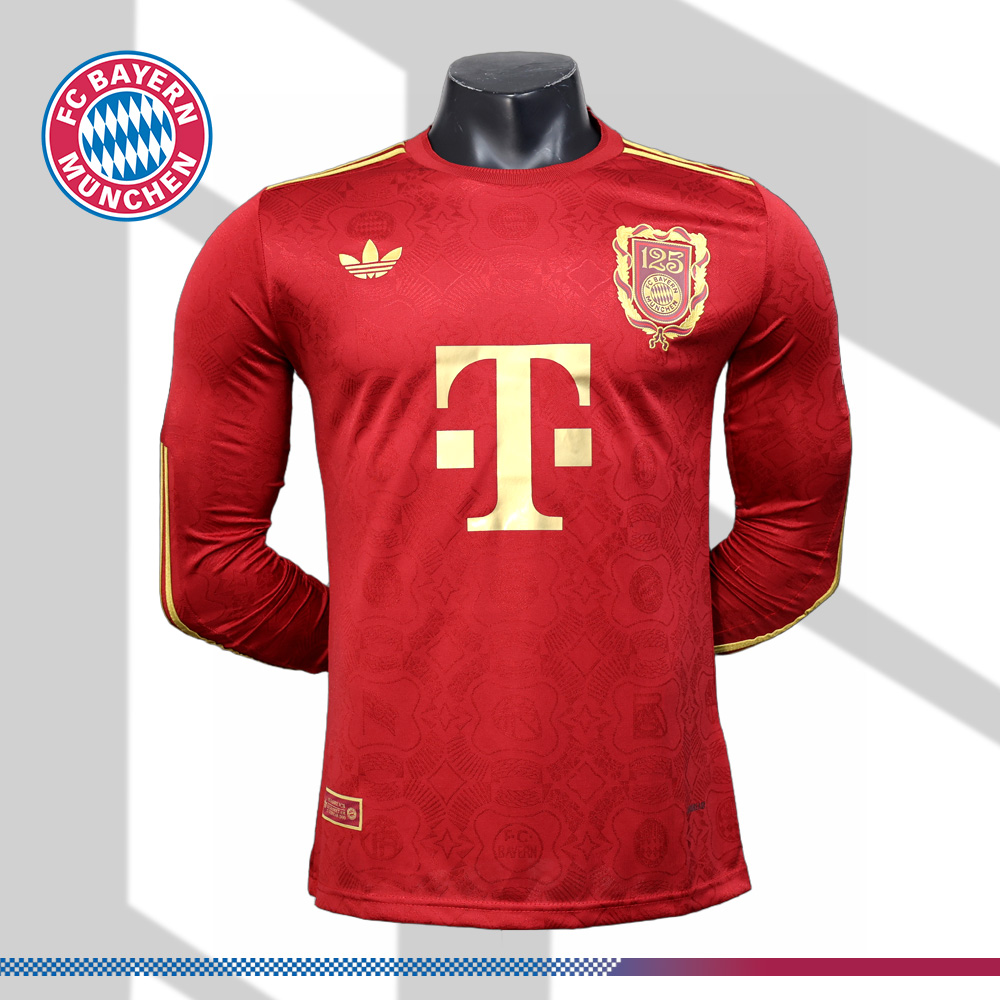 2025/2026 Bayern Munich 125th Anniversary EditionRed Long Sleeve Football Shirt (Player Edition)