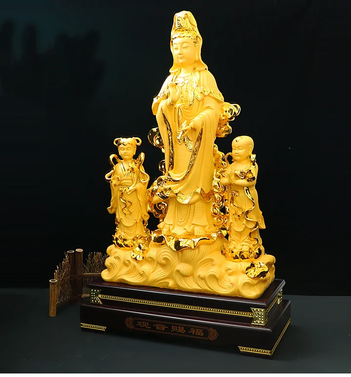 TIKTOK LIVE - Southeast Asia Buddhism HOME shop family Bless Safe healthy good luck Guanyin bodhisattva JIN TONG YU NV Buddha golden statue