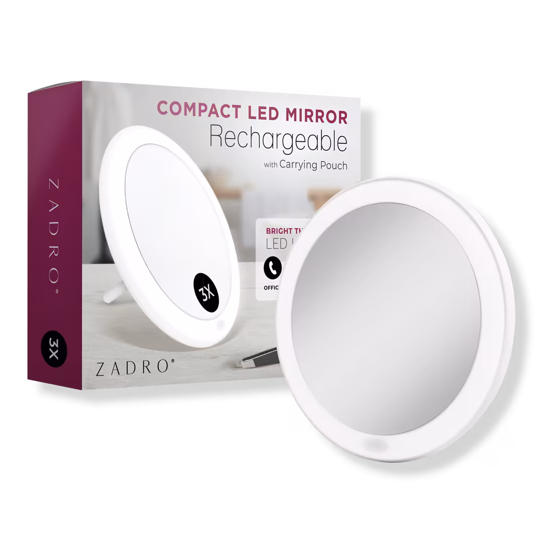 Zadro  Rechargeable Lighted Compact Mirror with 3X Magnification