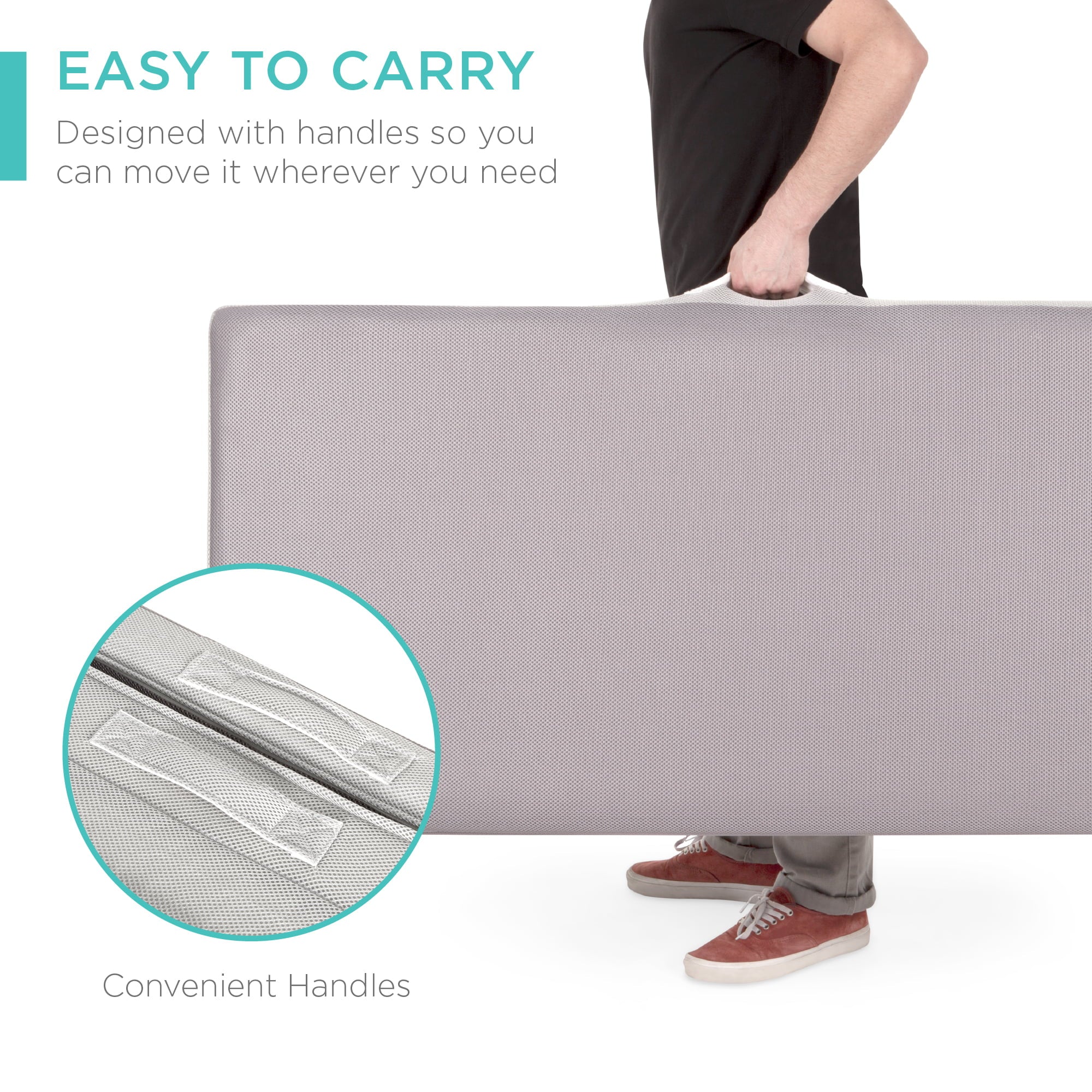 Choice Products 4in Thick Folding Portable Queen Mattress Topper w/ Carry Case, Plush Foam, Washable Cover
