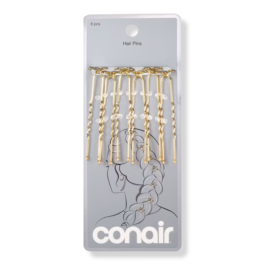 Conair Accessories  Flower-Topped Gold-Tone Hair Pin Set