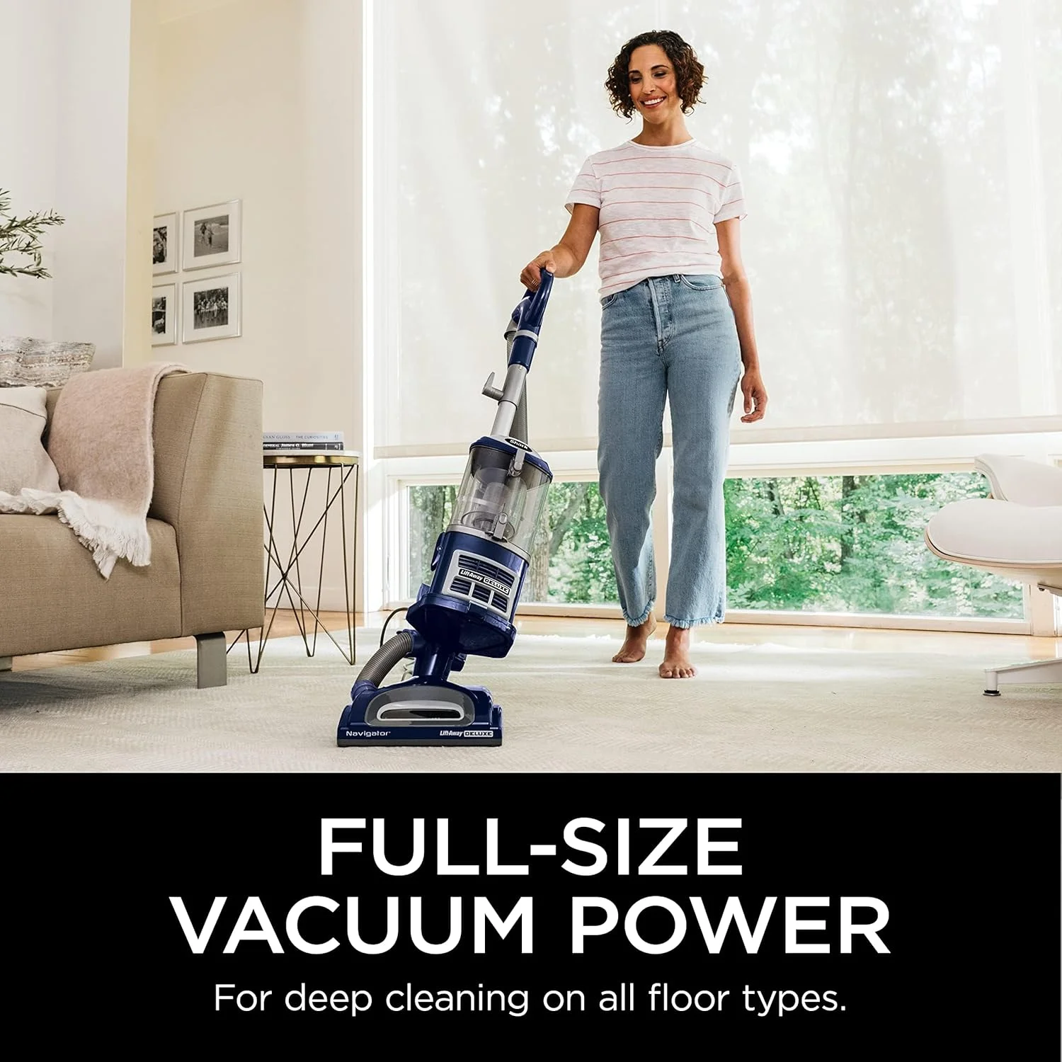 Upright Vacuum, Navigator Lift-Away Deluxe with Large Dust Cup Capacity, HEPA Filter, Swivel Steering, Upholstery Tool & Crevice Tool, Blue, NV360