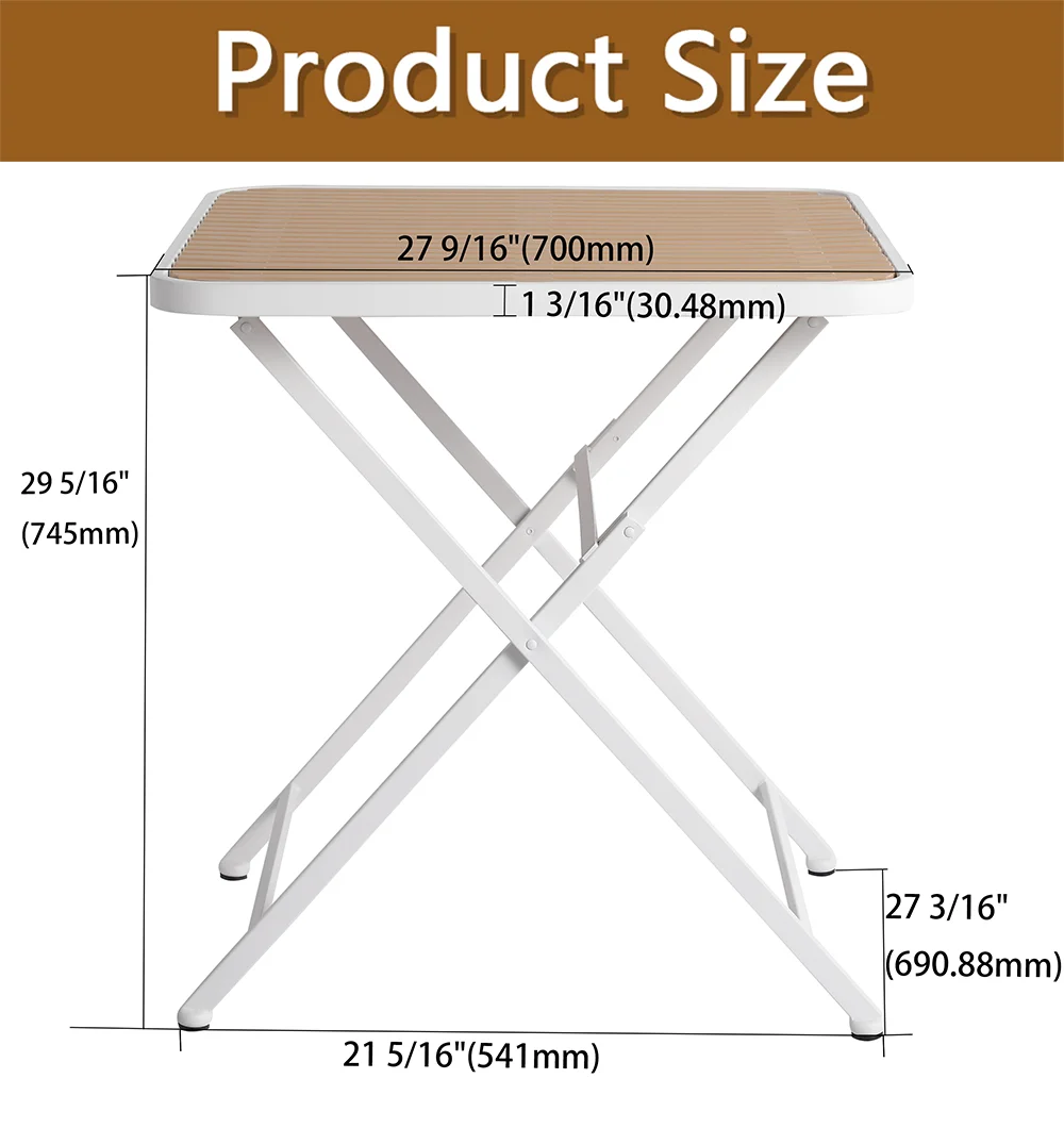 YINGYING 27.56" Square Folding Table,  Multi-functional Outdoor Card Table with Metal Legs for Camping Picnic Barbecue Backyard Party
