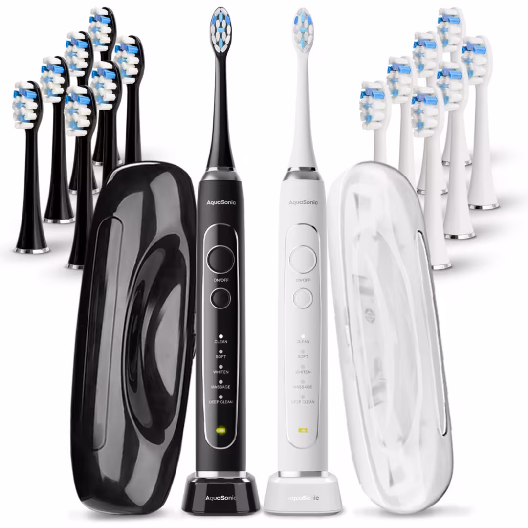 AquaSonic  Elite Duo Rechargeable Electric Toothbrush Set