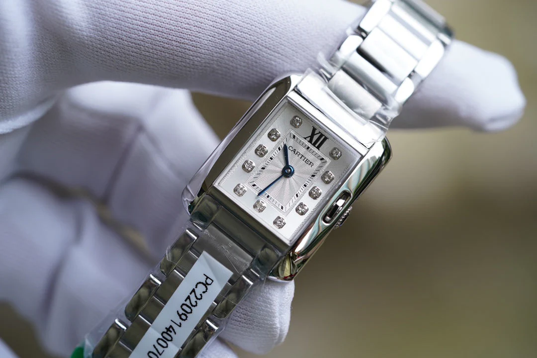Cartier Watch TANK ANGLAISE STEEL DIAMOND NUMBERALS