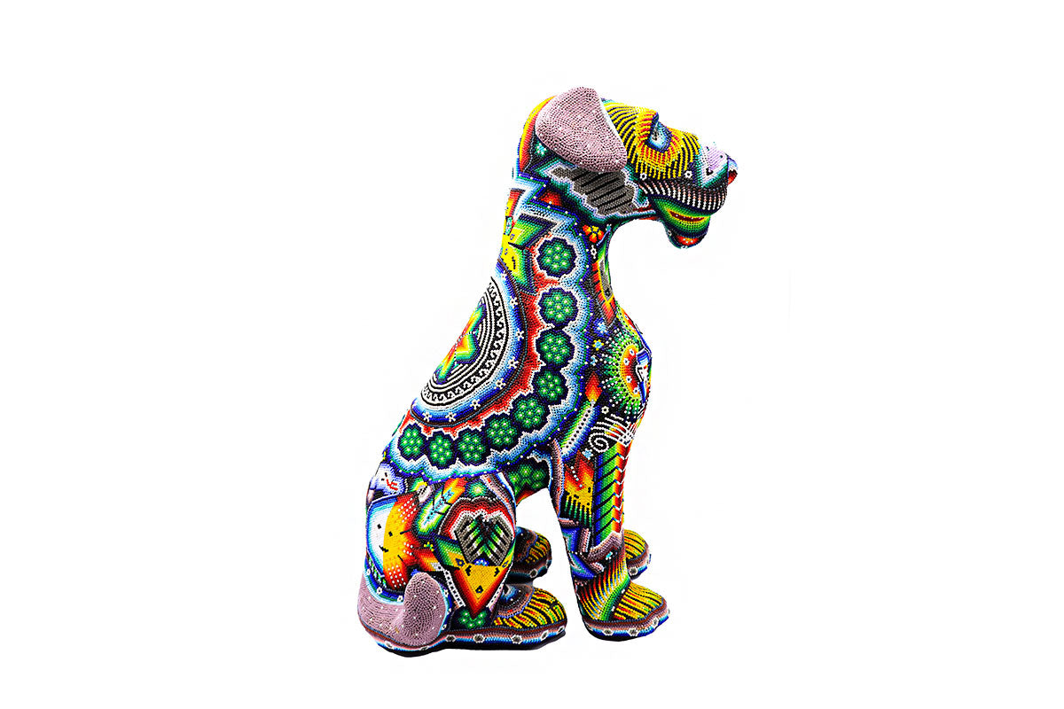 Perro Schnauzer - Obra de Arte Huichol