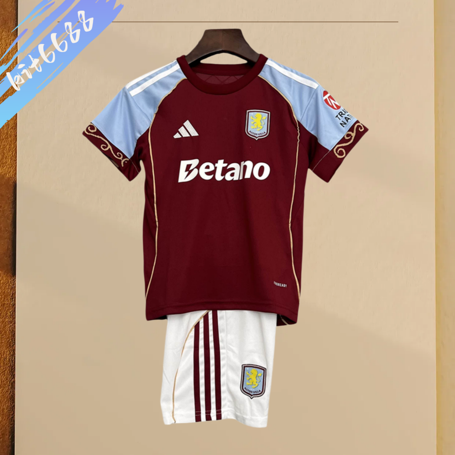 2025/2026 Aston Villa Home Football Shirt (Adult Kids Kit socks）