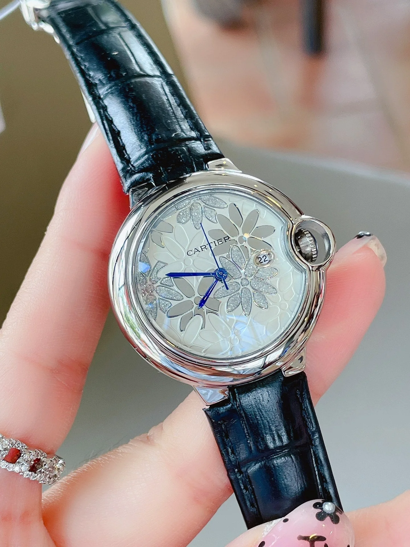 Cartier Watch BALLON BLEU 33MM CUSTOM DIAL LEATHER STRAP