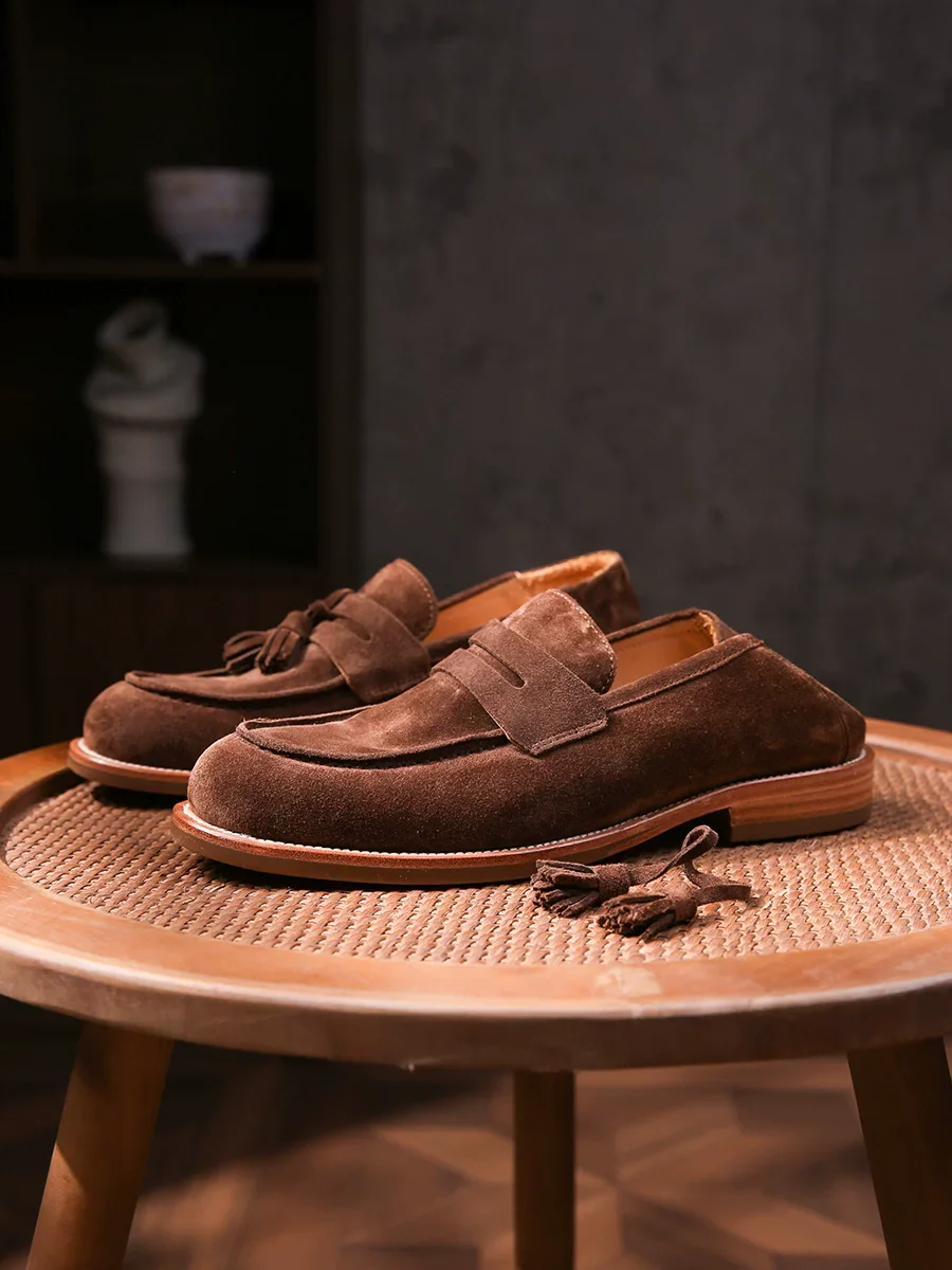 Handmade Goodyear one-pedal heel loafers