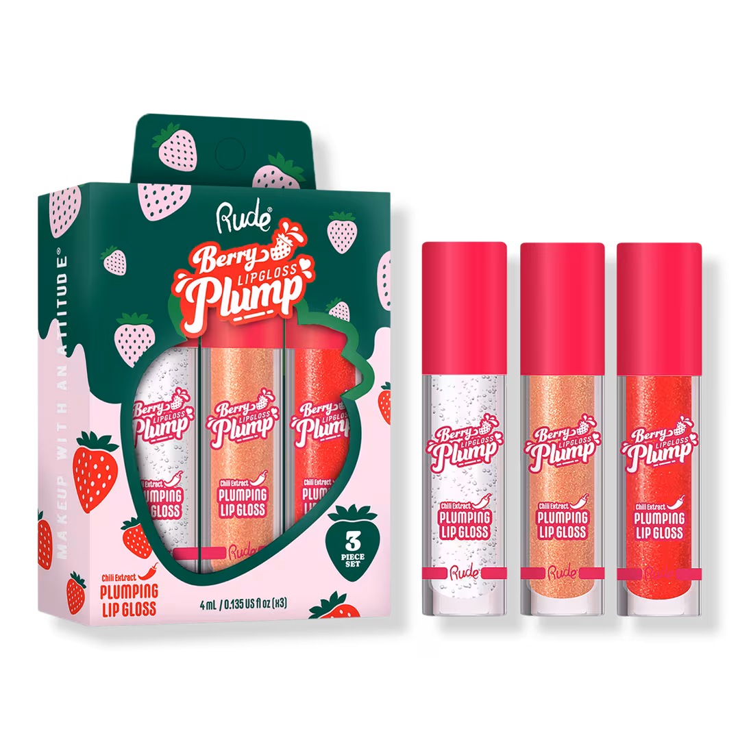 Rude  Berry Plump Plumping Lip Gloss Trio