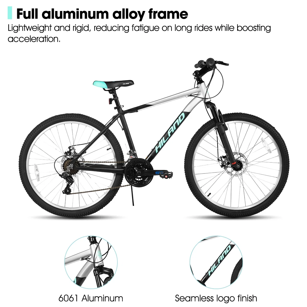 Hiland 26 Inch Mountain Bike, 18 Speed MTB with Dual Disc Brake, Mountain Bike for Men , Aluminium Frame Bicycle