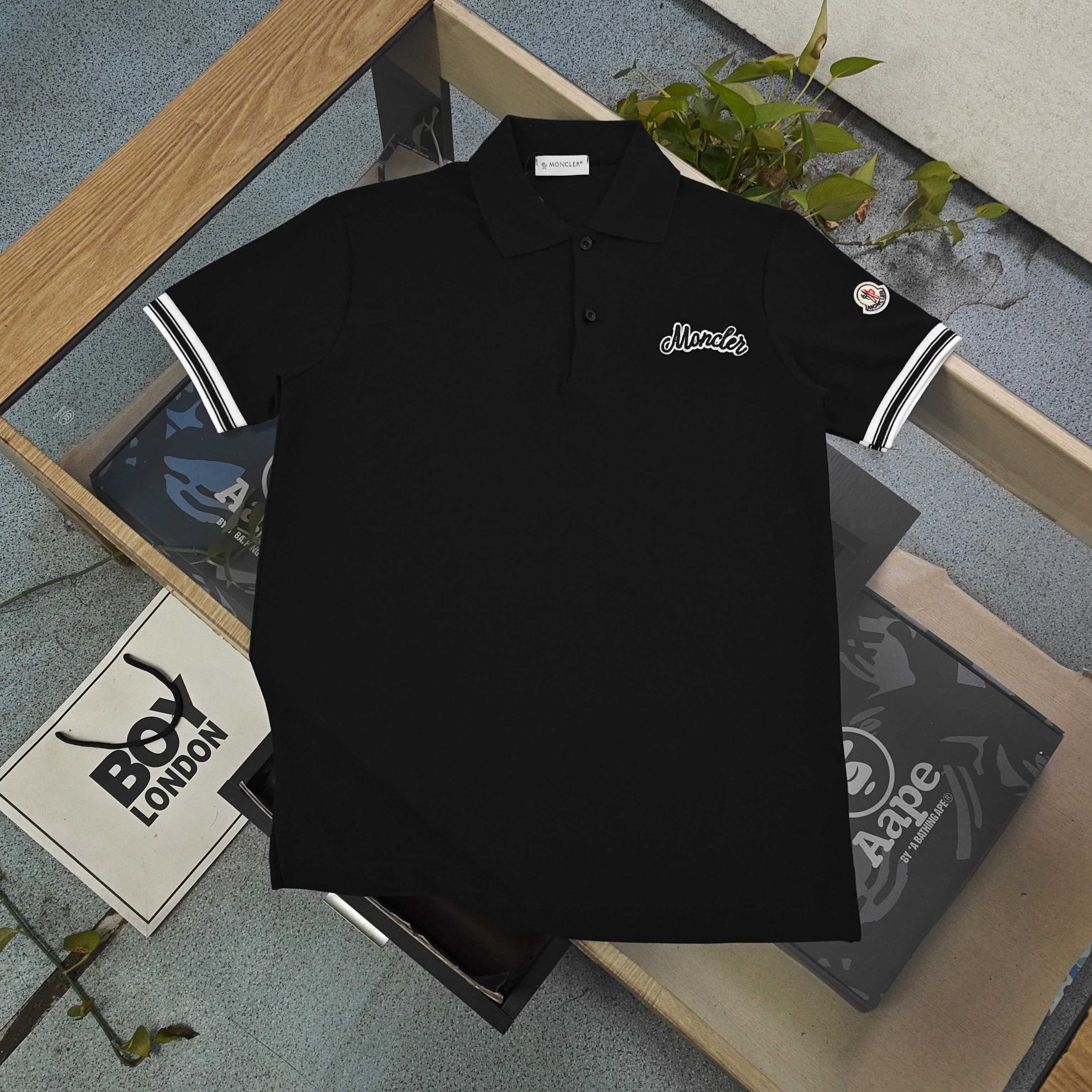 Moncler Script Embroidered Logo Polo Shirt