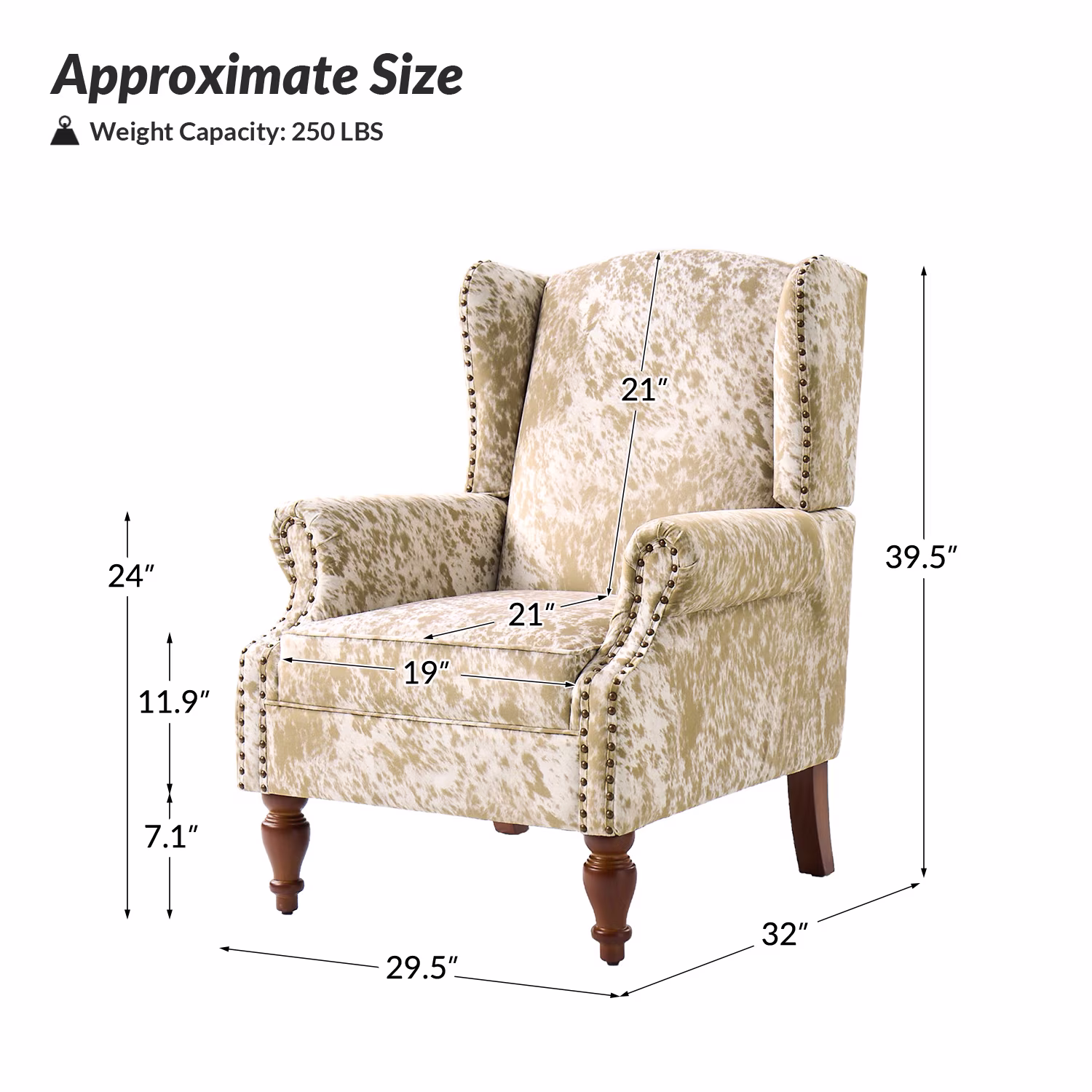 Tina's Home Wingback Accent Chair with Animal Print Upholstery for Living Room, Bedroom, Reading Corner, Cheetah