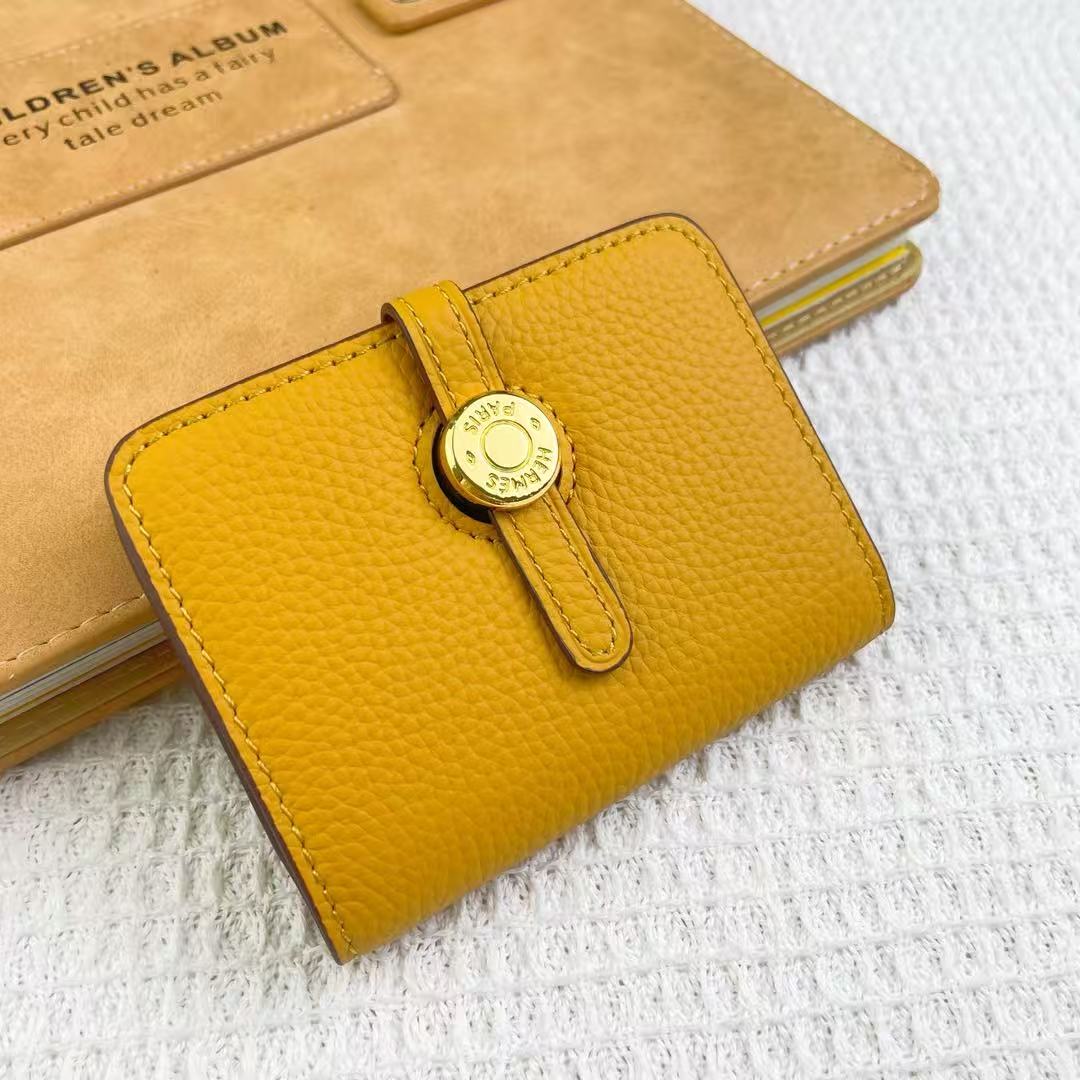 Hermès Gold Buckle Leather Card Wallet(Replica)