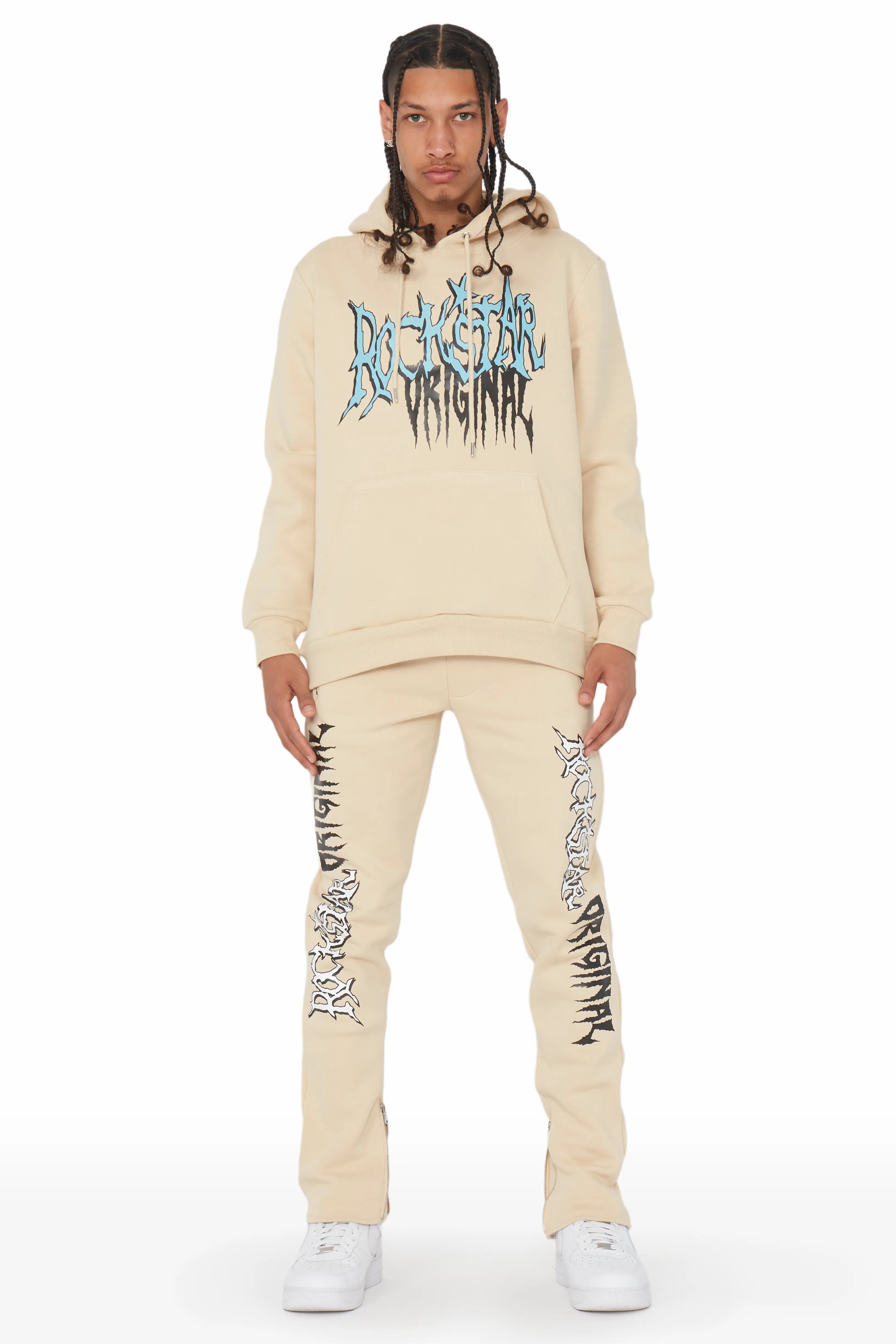 Foxx Beige Slim Fit Track Set