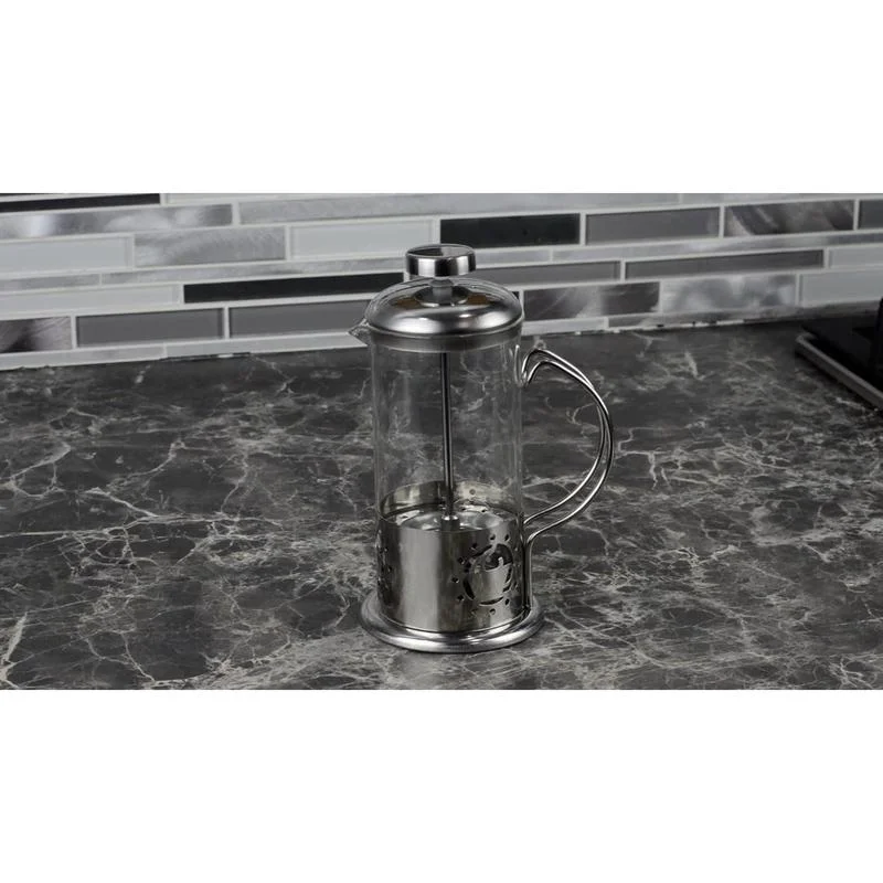 Single Serve French Press Coffee Maker C 12 oz Mini Stainless Steel & Glass Brewer for 1 Cup, Portable & Affordable Manual Coffee Press with Fine Mesh Filter for Home, Travel, or Camping