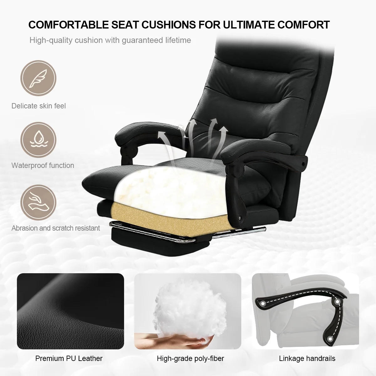 Comfortable Office Chair High Back Executive Desk Chair Leather Computer Gaming Chair Swivel Office Chairs with Footrest
