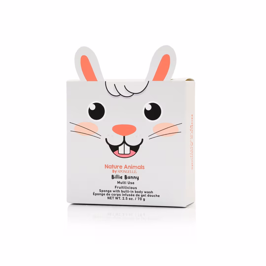 SPONGELLE  Nature Animals Billie Bunny Body Wash Infused Bath & Shower Loofah for Kids & Baby