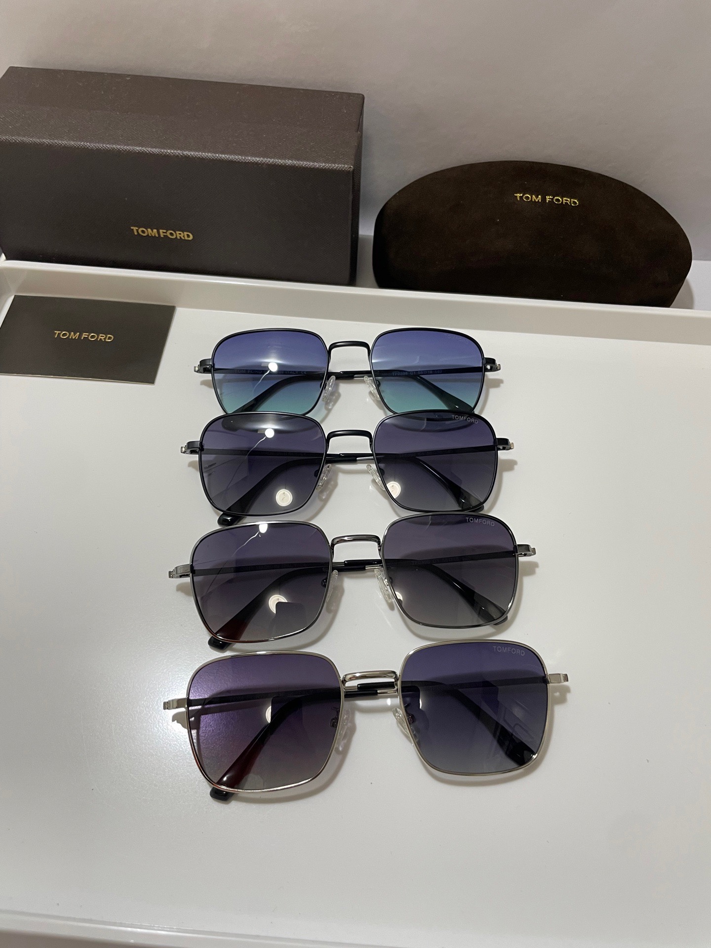 Tom Ford Square Double-Bridge Aviator Sunglasses