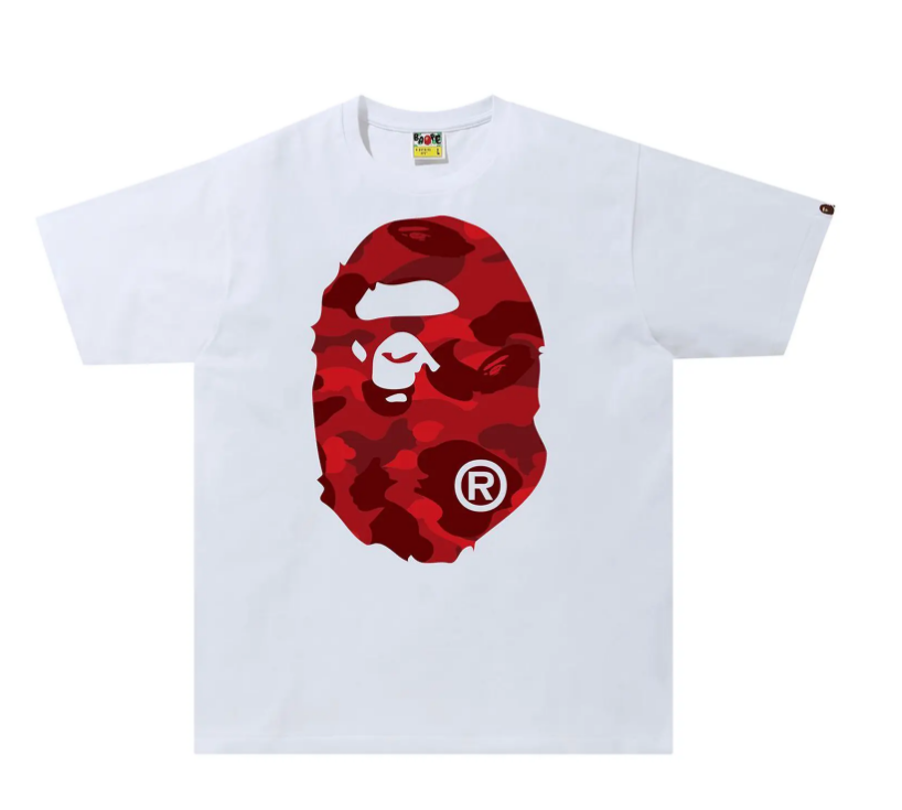 BAPE Camo Big Ape Head Tee White/ Red