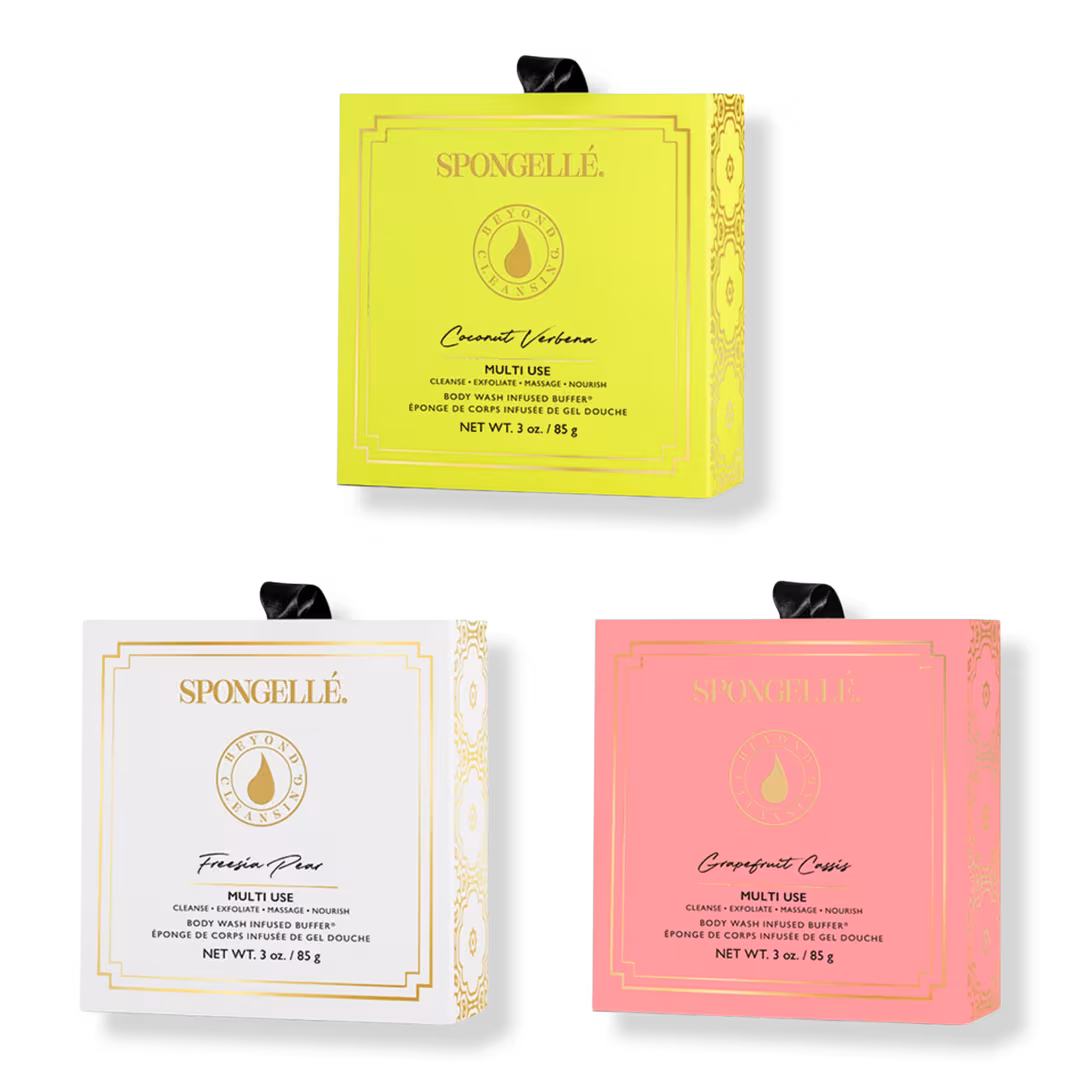 SPONGELLE  Fruity Boxed Flower Set | 3 Body Wash Infused Buffers | Gift Set