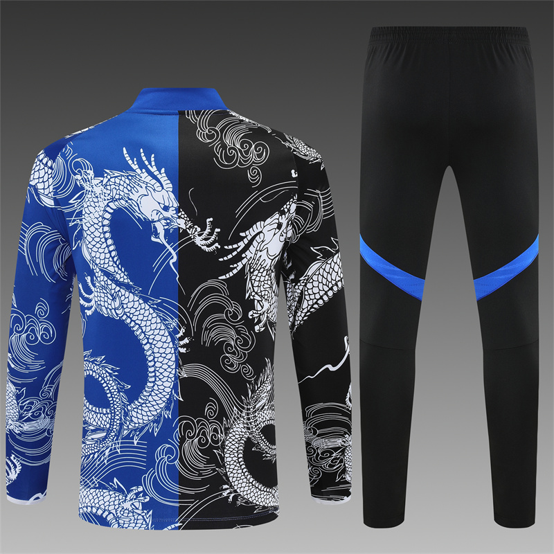 2024/2025 Real Madrid Adults Half Zip Training Kit Black Blue (Adult Kit)