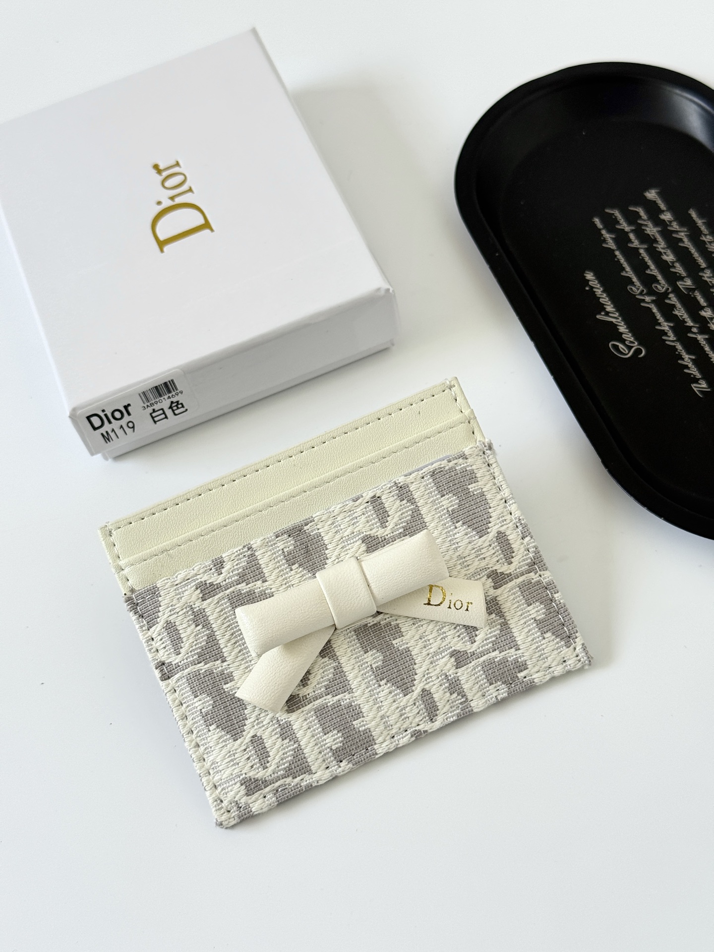 Dior Embroidered Bow Wallet Card Bag