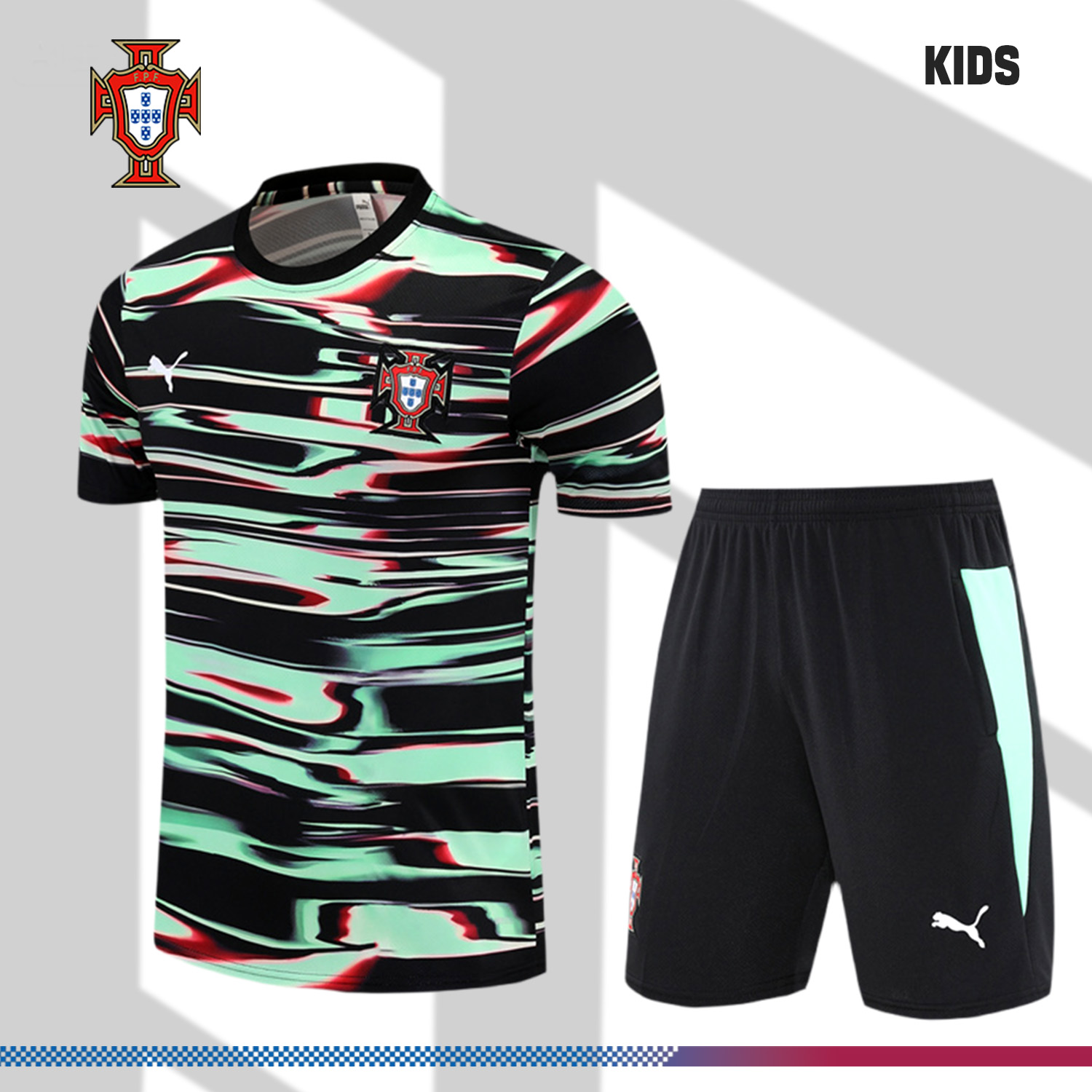 2025/2026 Portugal Short Sleeve Training Jersey for Kids (Adult Kids Kit)