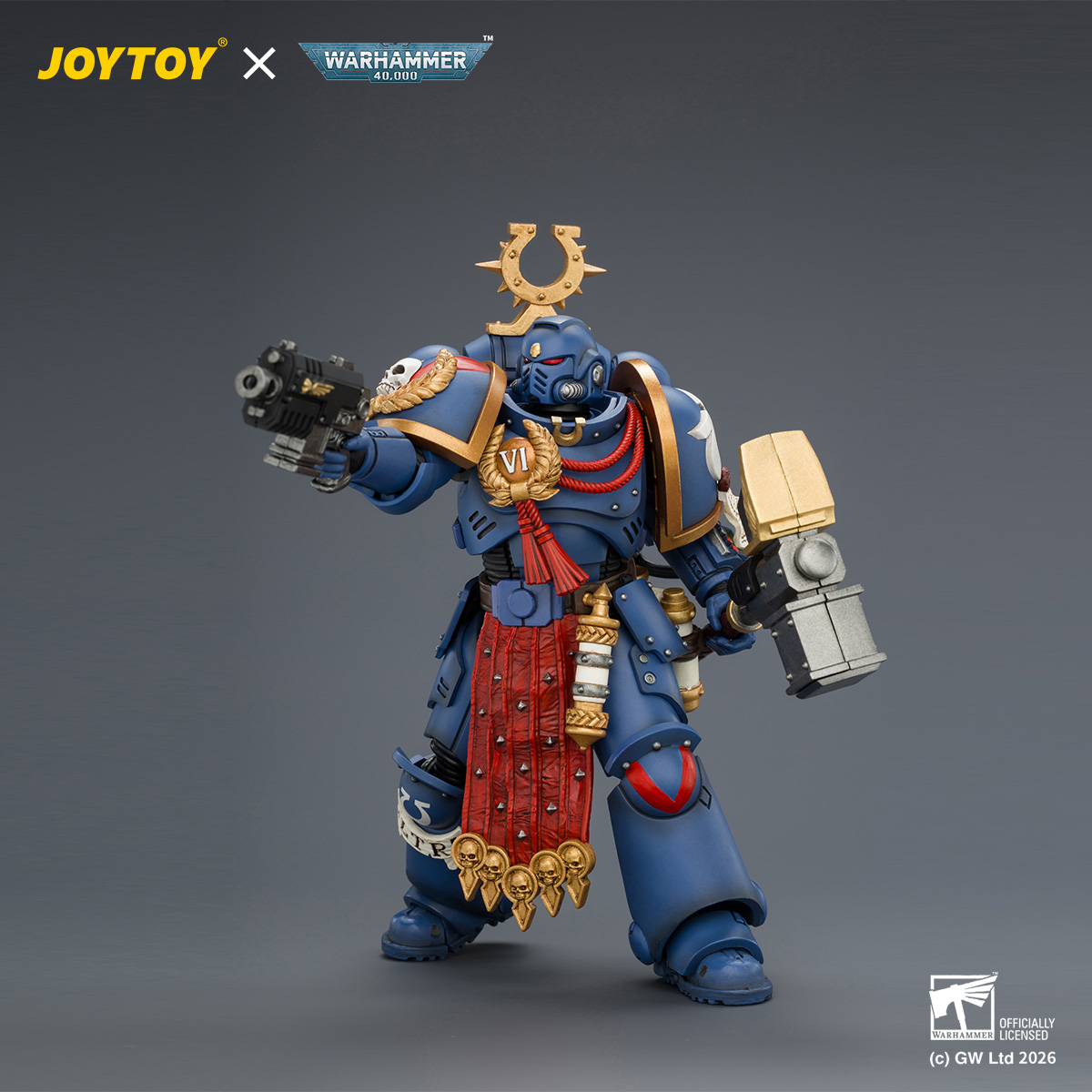 JOYTOY JT04889 Warhammer 40k 1:18 Ultramarines Ferren Areios with Thunder Hammer and Bolt Pistol - JOYTOY WORLD