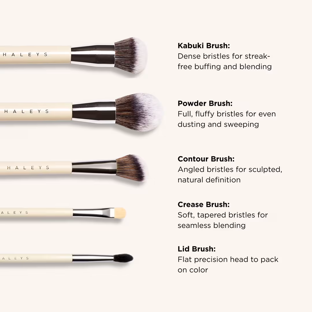 HALEYS Beauty  5-Piece Face & Eye Brush Essentials Kit