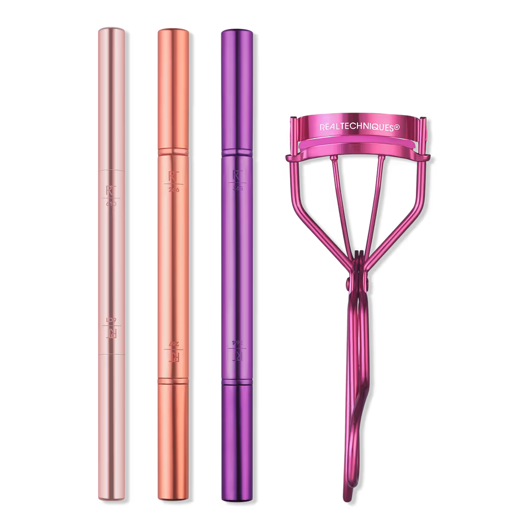 Real Techniques  Double Time Makeup Brush + Lash Curler Set