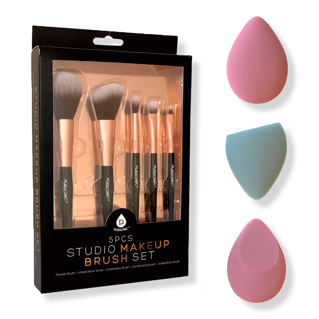 PURSONIC  Studio Makeup Brush Set & Beauty Makeup Sponge Blenders