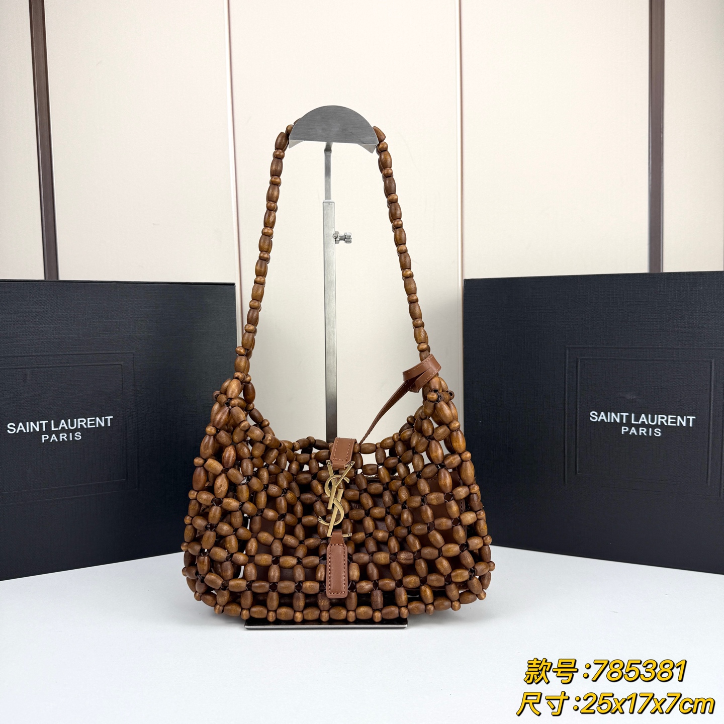 YSL Icare Wooden Bead Tote Bag