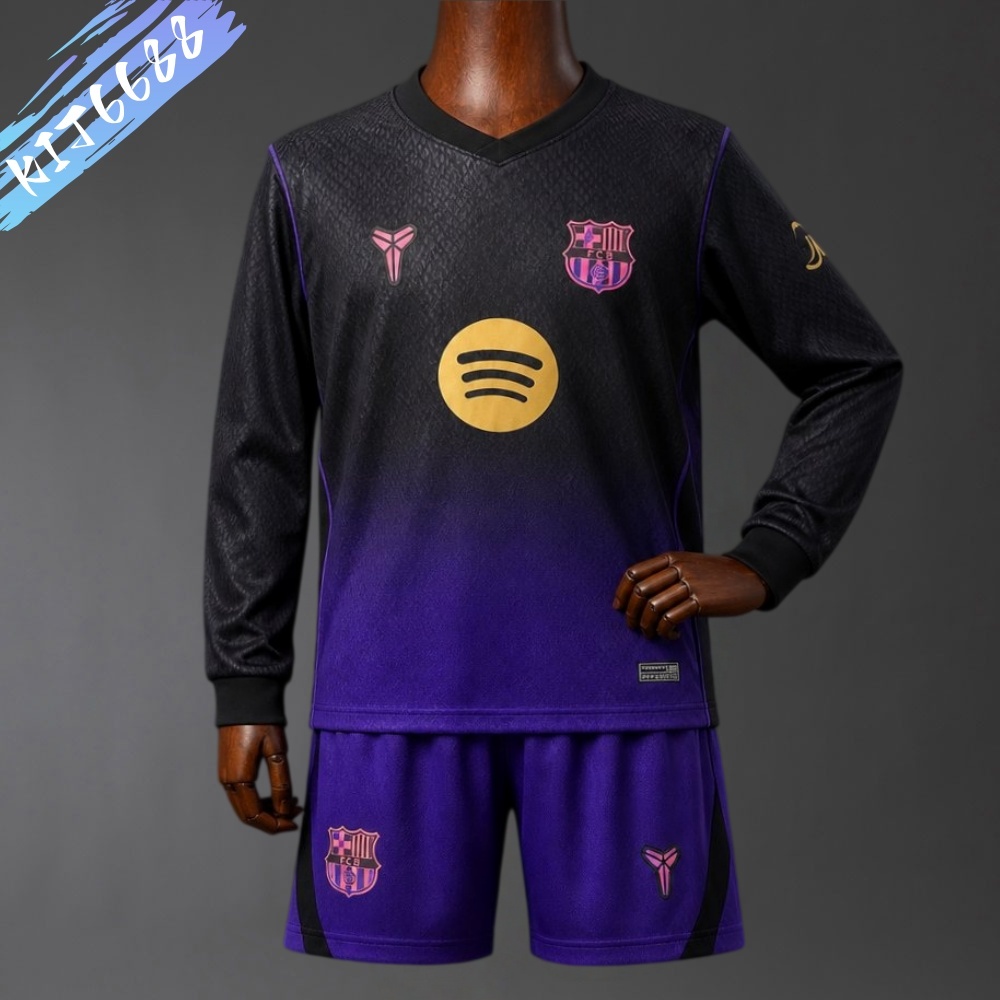 2026/2027 Barcelona Away Long Sleeve Football Shirt (Kids Kit socks)