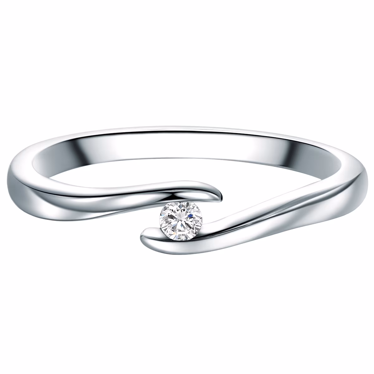 Diamant-Ring aus Sterling Silber in silber mit Diamant