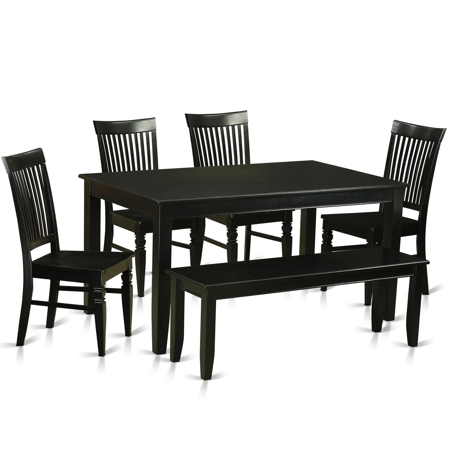 DUWE6-BLK-W 6 Pc Kitchen Table set - Table and 4 Kitchen Chairs coupled with Bench