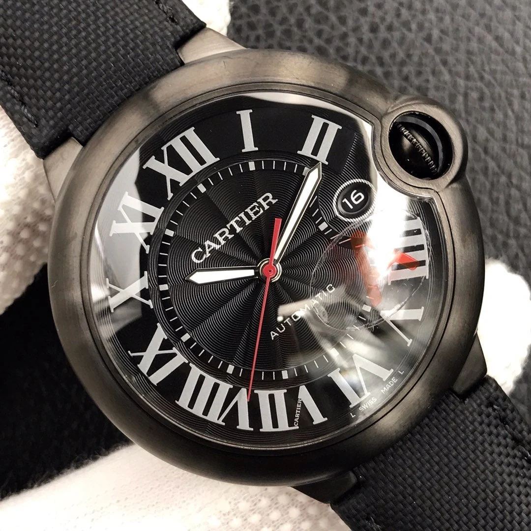 Cartier Watch BALLON BLEU DATE 42MM AUTOMATIC STEEL PVD CASE BLACK DIAL
