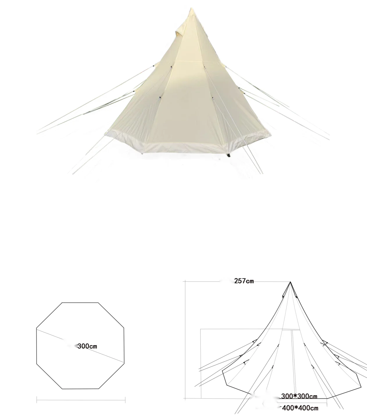 Camping Tents, Canvas Tents are Suitable for All Seasons with Unique Ventilation Window Design, High-Density Mosquito Net, High-Weight Cotton Cloth and Aluminum Poles for Family Camping and Hiking