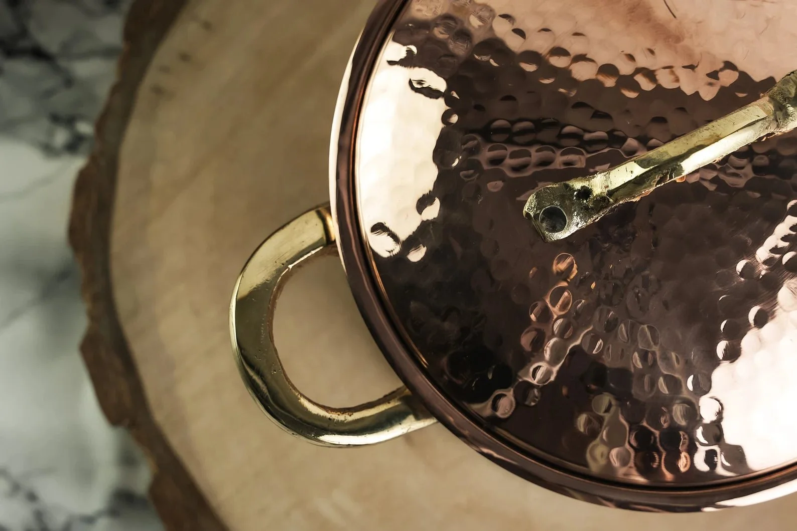 Solid Copper Cookware and Lid Set (Brass Handles) | Handmade Copper Kitchen Utensil