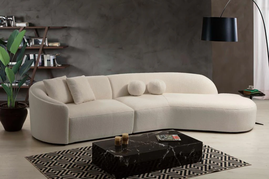 Carrara Ivory Boucle Curved RAF Sectional