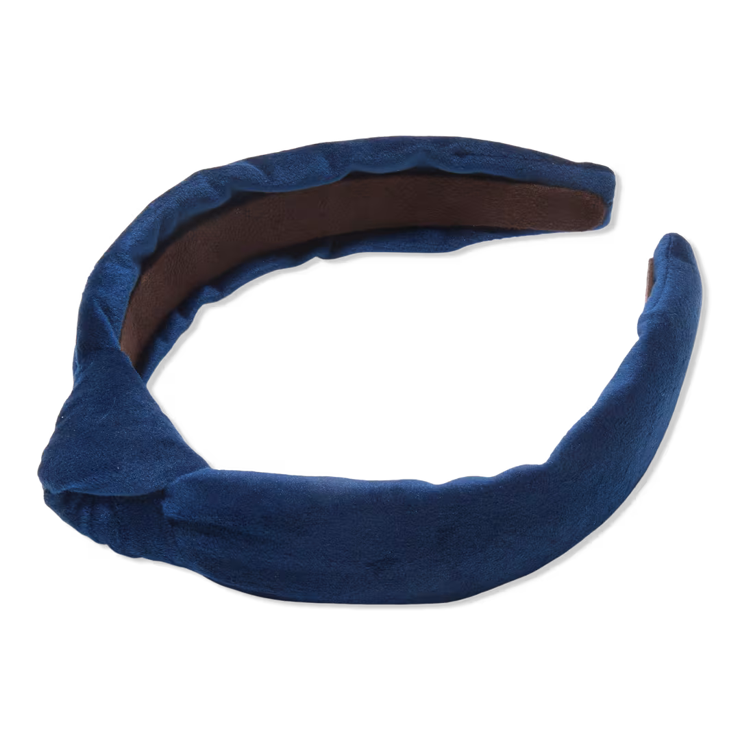 Lele Sadoughi  Velvet Navy Slim Knotted Headband