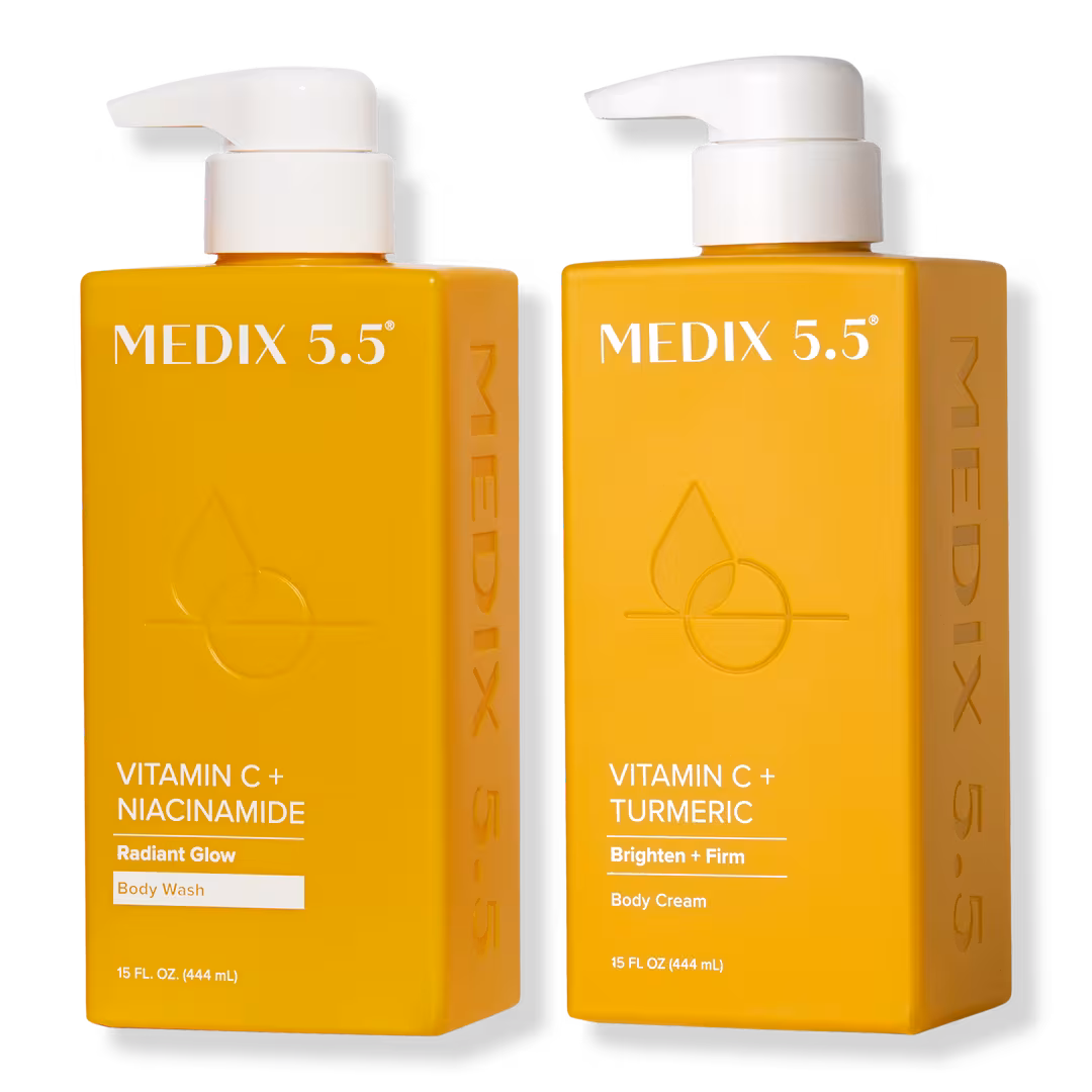 Medix 5.5  Revive + Glow Duo | Vitamin C + Niacinamide Body Wash, Vitamin C + Turmeric Body Cream