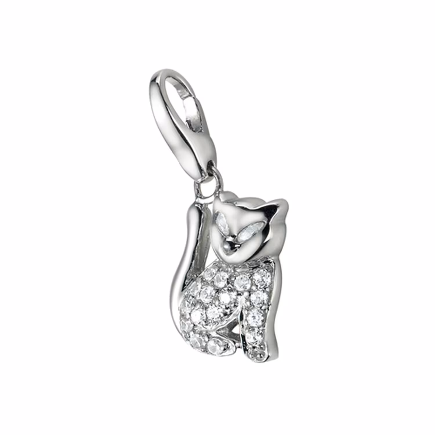 Charm Katze mit Zirkonia, Silber 925