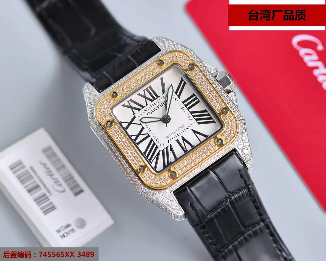 Cartier Watch SANTOS 100XL 42MM DIAMOND GOLD BEZEL