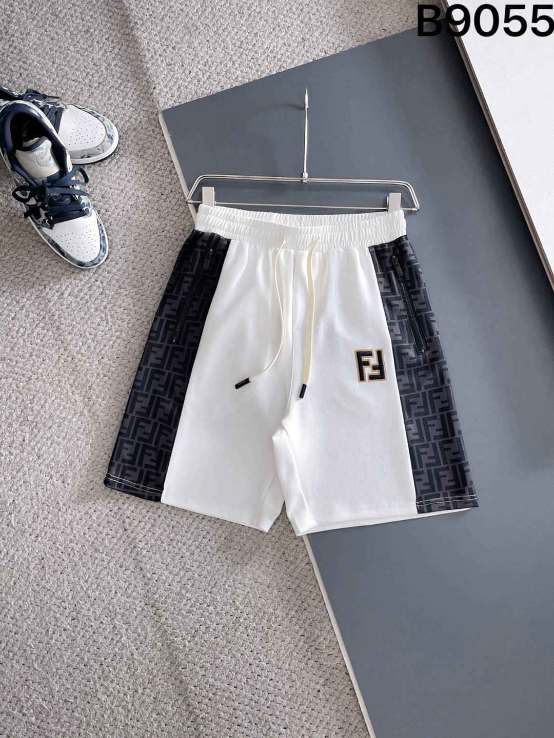 Fendi Style FF Monogram Side Panel Sweat Shorts