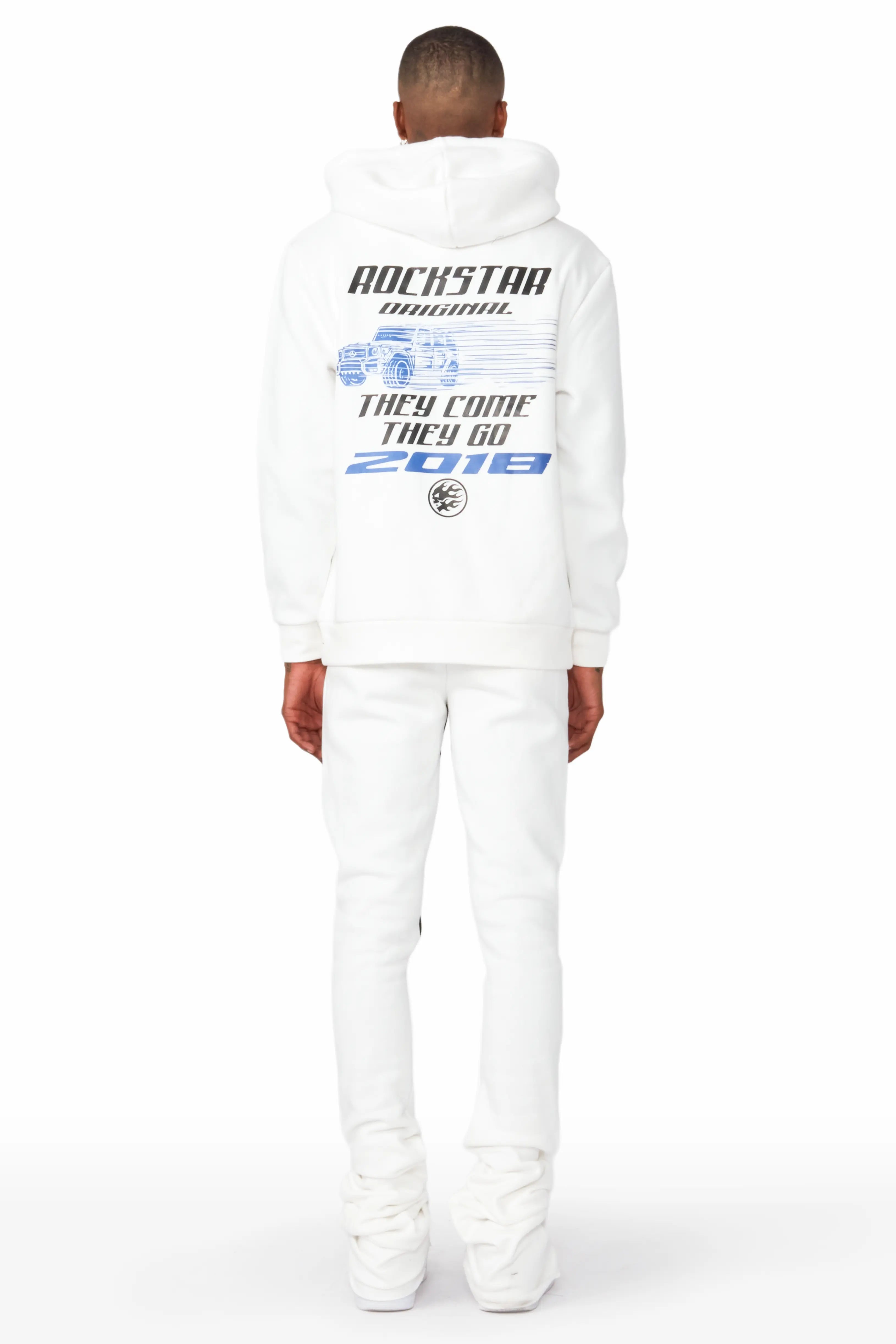 Milton Off White Graphic Hoodie/Super Stacked Flare Pant Set